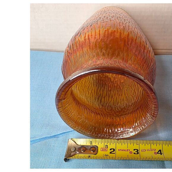 Jeanette Carnival Glass Marigold Tree Bark Vase 7 1/2" - Picture 4 of 5